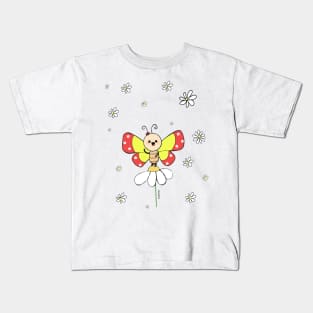 The butterfly dances on the flower Kids T-Shirt